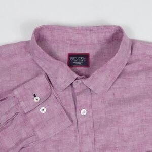UNTUCKit Shirt Mens 3XL Lavender Laleure WR 100% Linen Business Office‎ Preppy